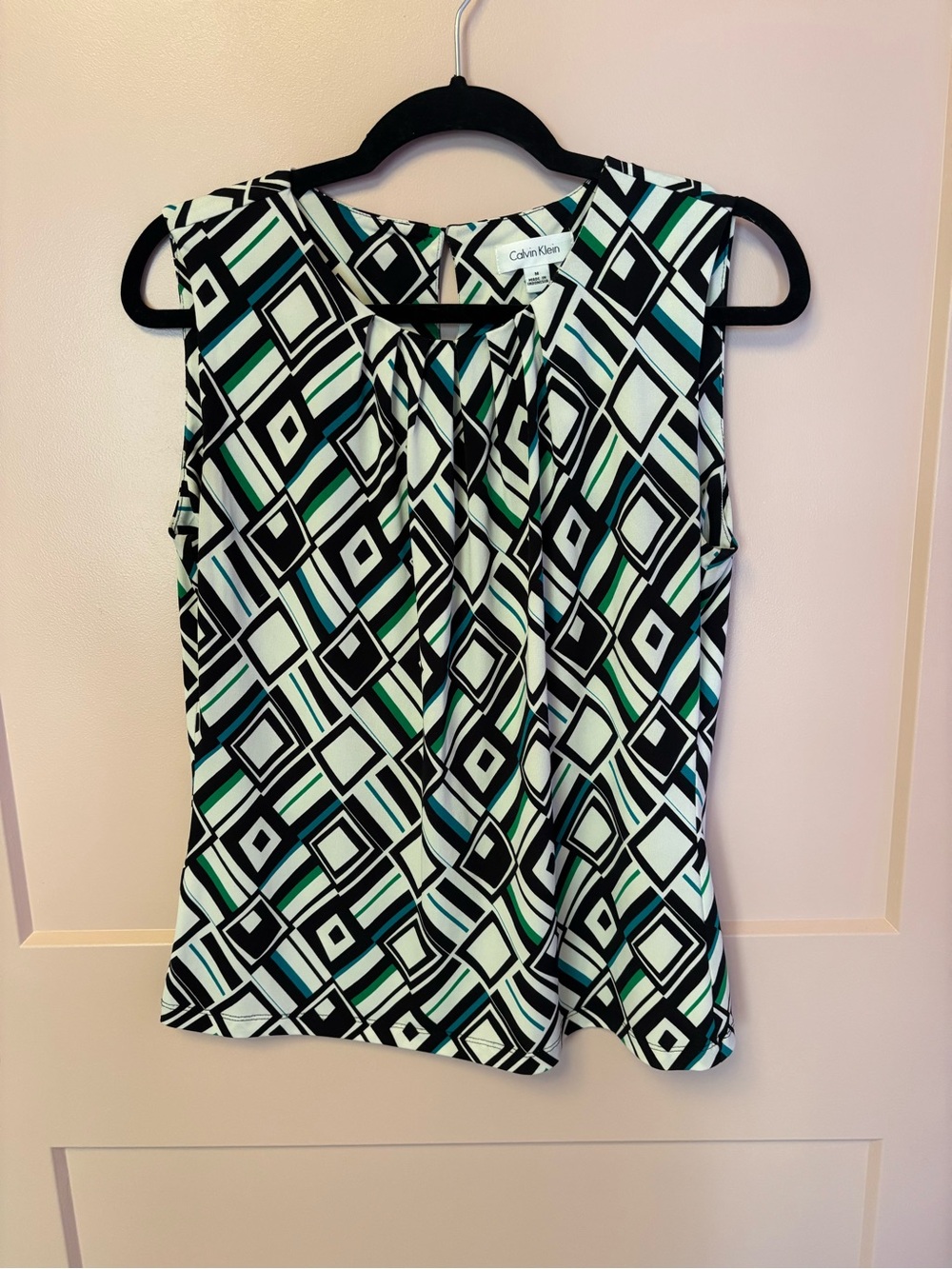 Calvin Klein Geometric Print Sleeveless Top Office Work Suit Teacher Corporate